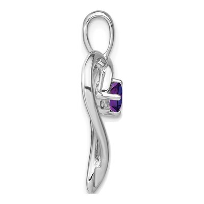 14K White Gold Amethyst & Diamond Heart Pendant – view 3