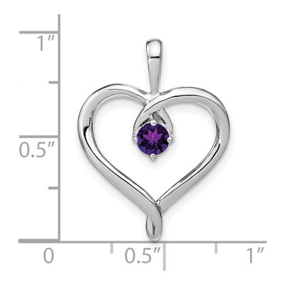 14K White Gold Amethyst & Diamond Heart Pendant – view 4