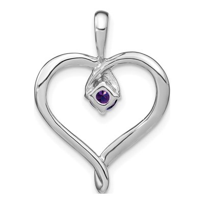 14K White Gold Amethyst & Diamond Heart Pendant – view 5