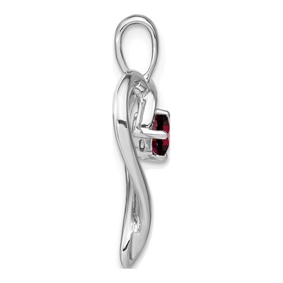 14K White Gold Garnet Natural Heart Pendant – view 2