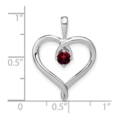 14K White Gold Garnet Natural Heart Pendant – view 3