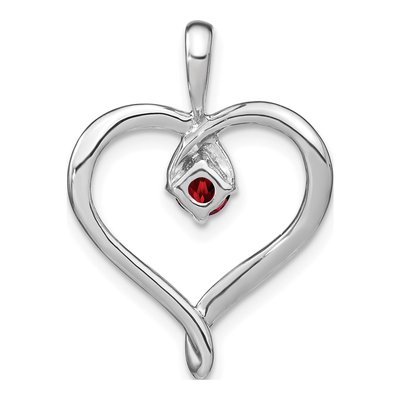 14K White Gold Garnet Natural Heart Pendant – view 4