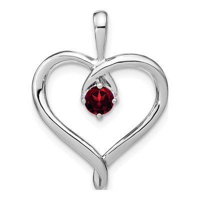 14K White Gold Garnet Natural Heart Pendant