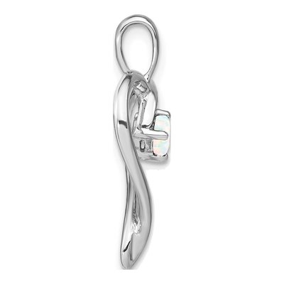 14K White Gold Lab-Created Opal Heart Pendant – view 2
