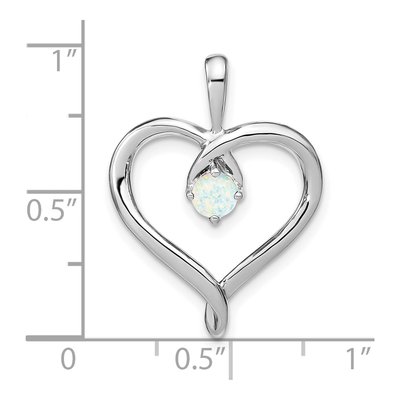 14K White Gold Lab-Created Opal Heart Pendant – view 3
