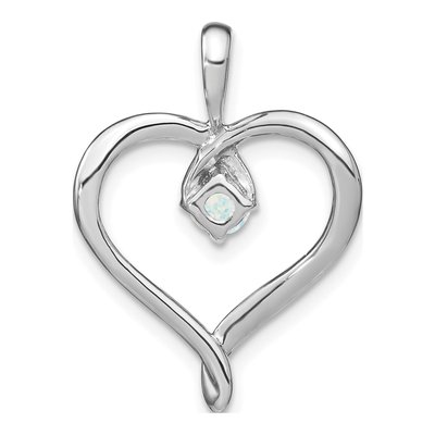 14K White Gold Lab-Created Opal Heart Pendant – view 4