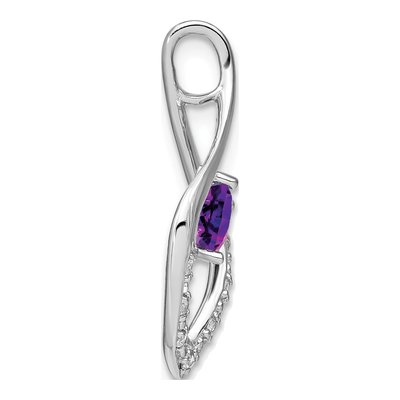 14K White Gold 1/15 ct tw Amethyst & Diamond Leaf Heart Slide Pendant – view 2