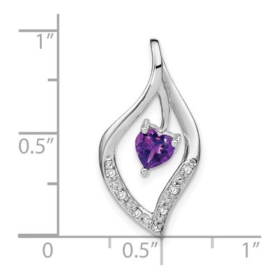 14K White Gold 1/15 ct tw Amethyst & Diamond Leaf Heart Slide Pendant – view 3