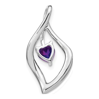 14K White Gold 1/15 ct tw Amethyst & Diamond Leaf Heart Slide Pendant – view 4