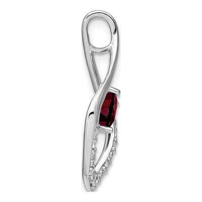 14K White Gold 1/15 ct tw Garnet & Diamond Heart Leaf Slide Pendant – view 2