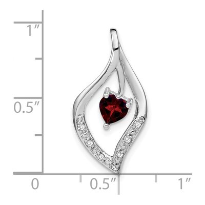 14K White Gold 1/15 ct tw Garnet & Diamond Heart Leaf Slide Pendant – view 3