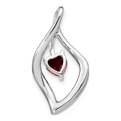 14K White Gold 1/15 ct tw Garnet & Diamond Heart Leaf Slide Pendant – view 4