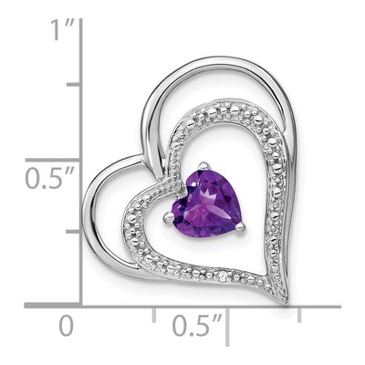 14K White Gold Amethyst & Diamond Heart Slide Pendant – view 2