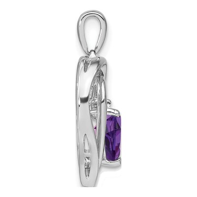 Sterling Silver Amethyst & Diamond Heart Pendant – view 3