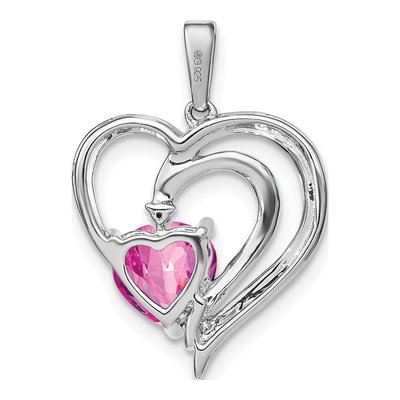 Sterling Silver Diamond Heart Pendant – view 5