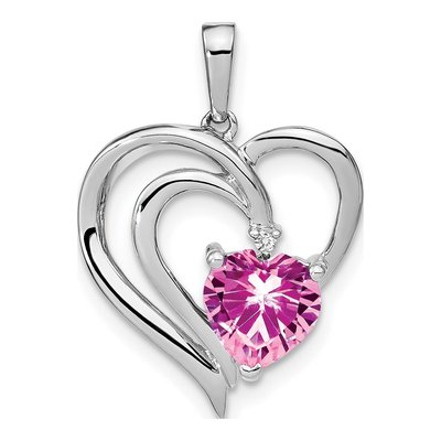 Sterling Silver Diamond Heart Pendant