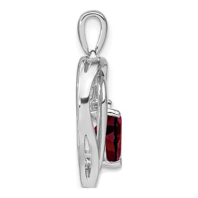 Sterling Silver Garnet & Diamond Heart Pendant – view 3