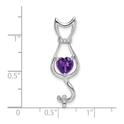 10K White Gold Amethyst & Diamond Cat Pendant – view 2