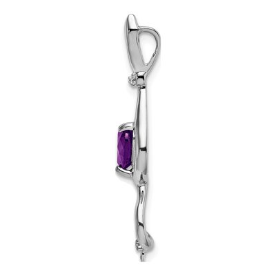 14K White Gold Amethyst & Diamond Heart Cat Charm – view 2