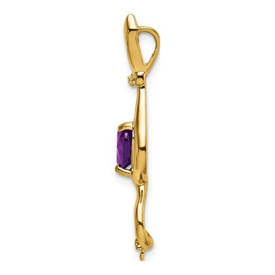 14K Yellow Gold Amethyst & Diamond Heart Cat Slide Pendant – view 2