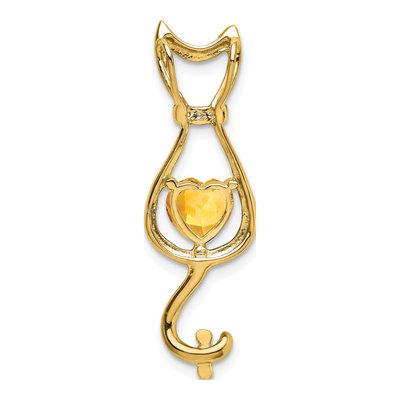 10K Yellow Gold Citrine & Diamond Cat Pendant – view 5