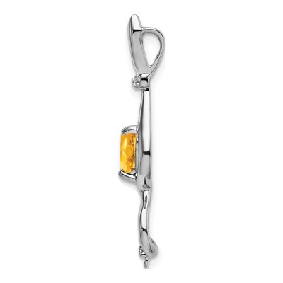 14K White Gold Citrine & Diamond Cat Slide Pendant – view 2