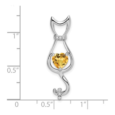 14K White Gold Citrine & Diamond Cat Slide Pendant – view 3