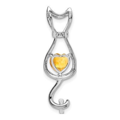 14K White Gold Citrine & Diamond Cat Slide Pendant – view 4