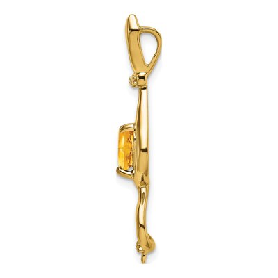 14K Yellow Gold Citrine & Diamond Heart Cat Charm – view 2