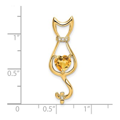 14K Yellow Gold Citrine & Diamond Heart Cat Charm – view 3