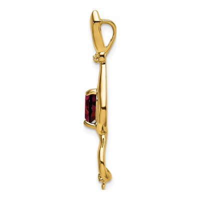 10K Yellow Gold Garnet & Diamond Heart Cat Pendant – view 3