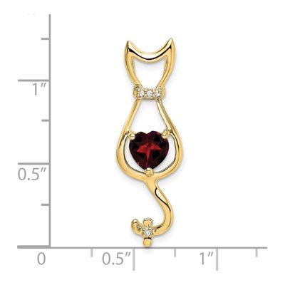 10K Yellow Gold Garnet & Diamond Heart Cat Pendant – view 4