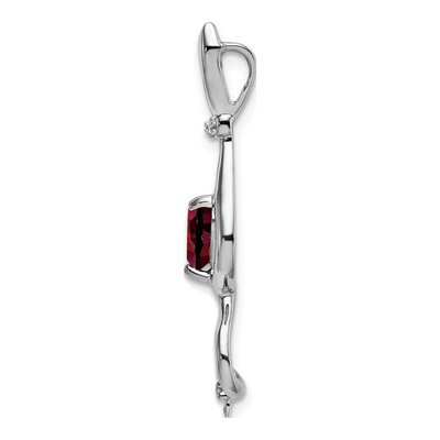 14K White Gold Garnet & Diamond Cat Slide Pendant – view 2