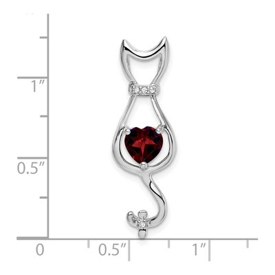 14K White Gold Garnet & Diamond Cat Slide Pendant – view 3