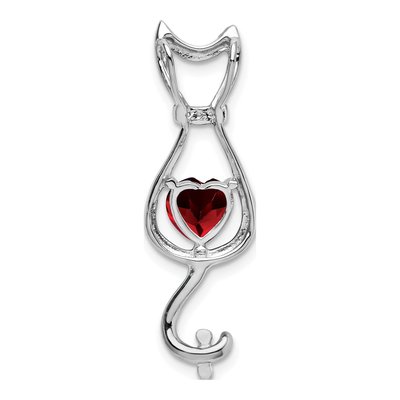 14K White Gold Garnet & Diamond Cat Slide Pendant – view 4
