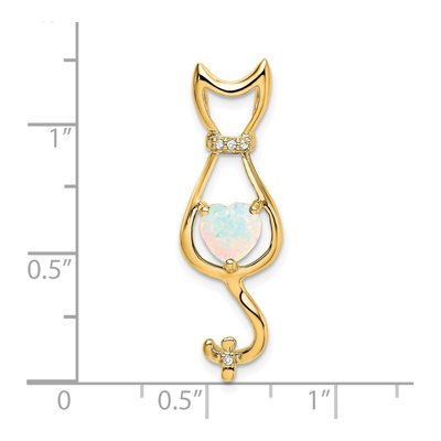 14K Yellow Gold Lab-Created Opal & Diamond Cat Slide Pendant – view 2