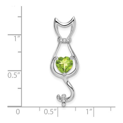 10K White Gold Peridot & Diamond Cat Pendant – view 2