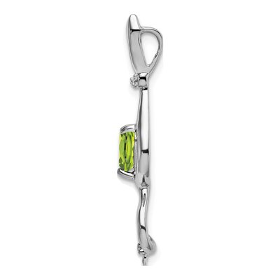 14K White Gold Peridot & Diamond Cat Charm – view 2