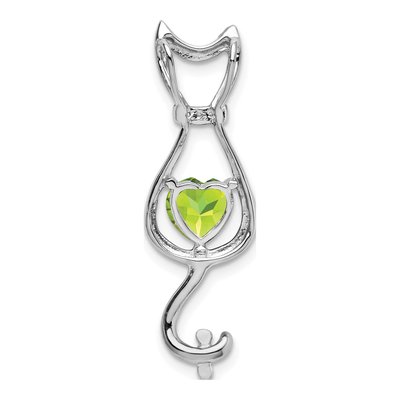 14K White Gold Peridot & Diamond Cat Charm – view 4