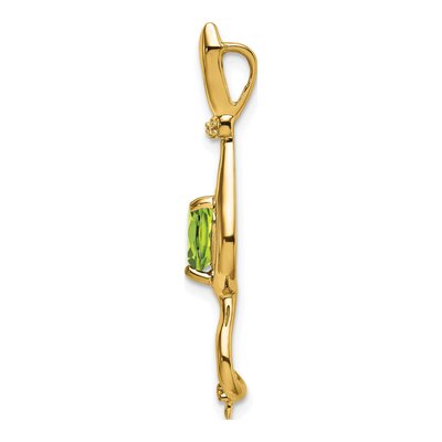 14K Yellow Gold Peridot & Diamond Cat Slide Pendant – view 2