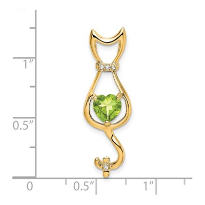 14K Yellow Gold Peridot & Diamond Cat Slide Pendant – view 3