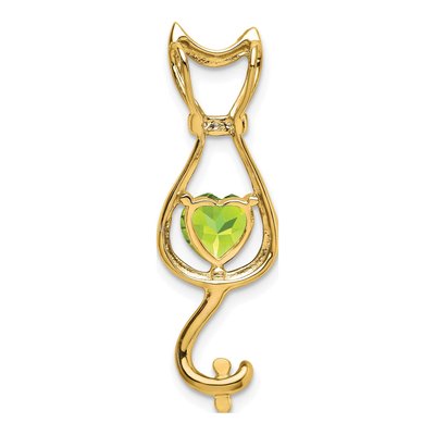14K Yellow Gold Peridot & Diamond Cat Slide Pendant – view 4