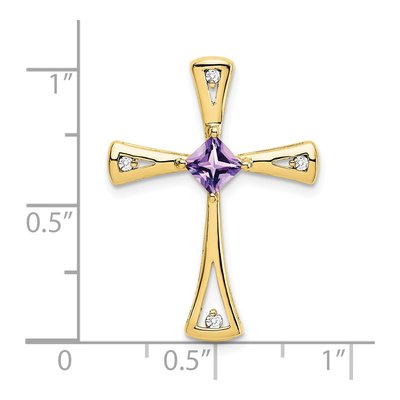 10K Yellow Gold 1/20 ct tw Amethyst & Diamond Cross Slide Pendant – view 3