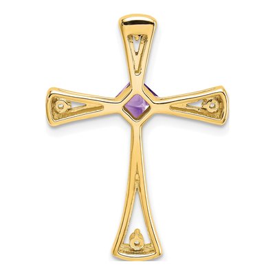 10K Yellow Gold 1/20 ct tw Amethyst & Diamond Cross Slide Pendant – view 4