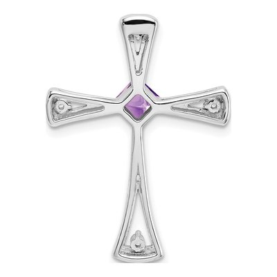 14K White Gold Amethyst & Diamond Cross Slide – view 4