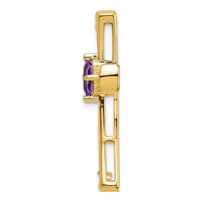 14K Yellow Gold 1/20 ct tw Amethyst & Diamond Cross Slide Pendant – view 2