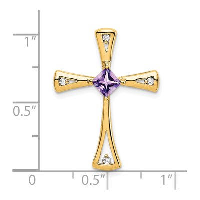 14K Yellow Gold 1/20 ct tw Amethyst & Diamond Cross Slide Pendant – view 3