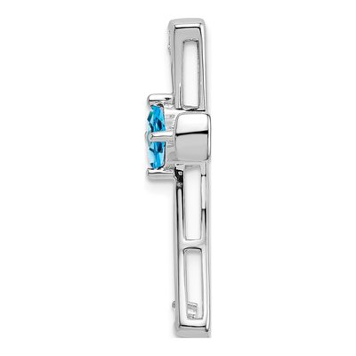 14K White Gold 1/20 ct tw Swiss Blue Topaz & Diamond Cross Slide Pendant – view 2