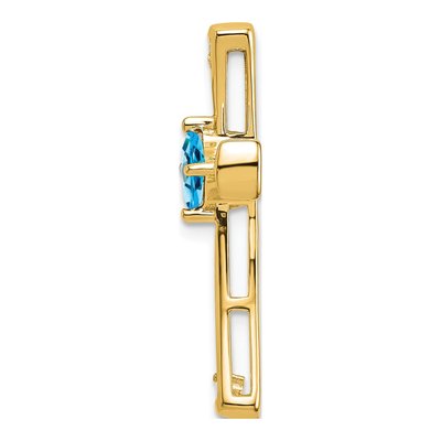 14K Yellow Gold 1/20 ct tw Swiss Blue Topaz & Diamond Cross Slide Pendant – view 2