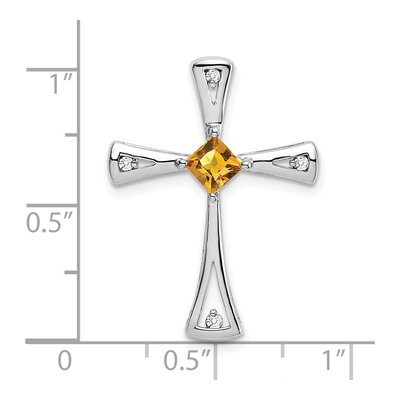14K White Gold 1/20 ct tw Citrine & Diamond Cross Slide Pendant – view 3